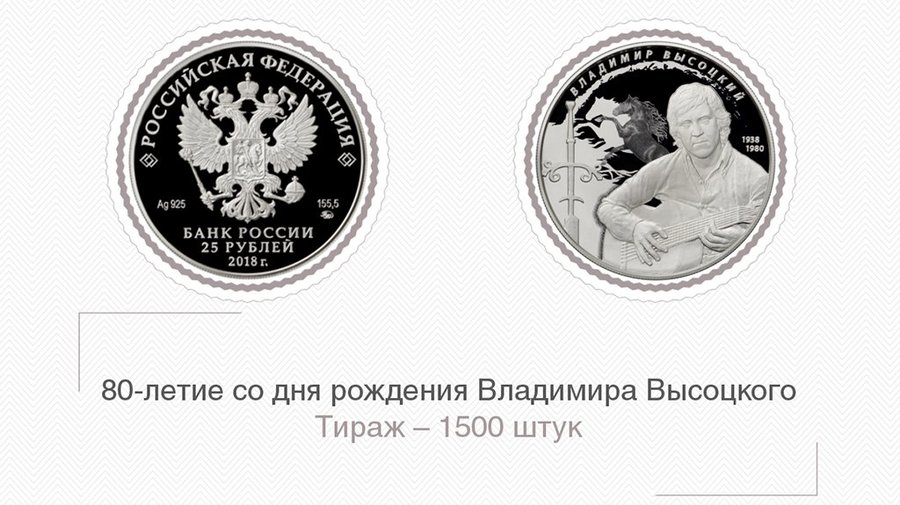 К юбилею Владимира Высоцкого ЦБ выпустил памятные монеты
