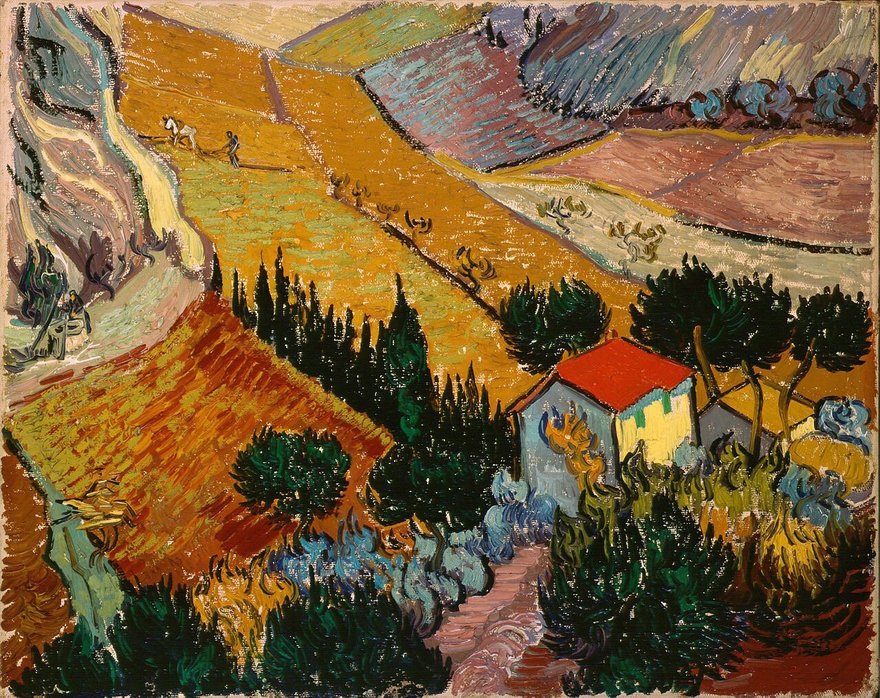 «Пейзаж с домом и пахарем», 1889 г.