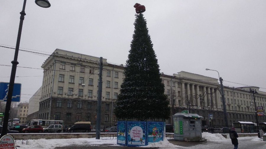 Петербуржцы переживают из-за шапок Санта-Клауса на новогодних ёлках