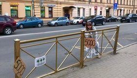 В Петербурге появился «золотой» забор — это акция против дорогих и ненужных ограждений 