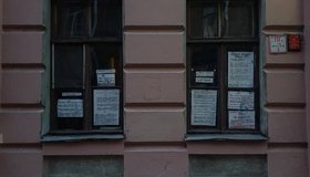 «Мудрый управляет своими желаниями, глупец же им служит»: окна квартиры на Коломенской улице оклеили латинскими крылатыми выражениями