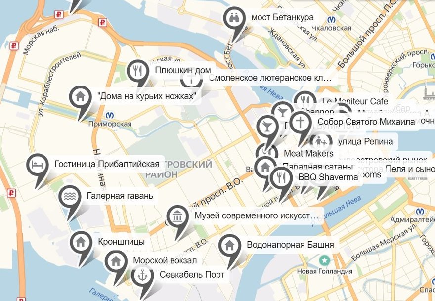 Жители Васильевского острова создали карту-путеводитель с самыми интересными местами района