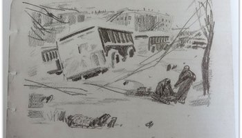 «Вся Ледяная дорога — это непрерывный самоотверженный риск». Как художник-солдат Симон Гельберг отправлял автомобили по Дороге жизни