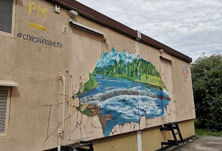 На трансформаторной подстанции под Петербургом нарисовали граффити, посвящённое проблемам экологии 