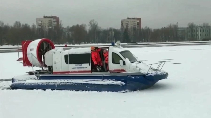 Петербургские спасатели вытащили провалившегося под лёд хаски