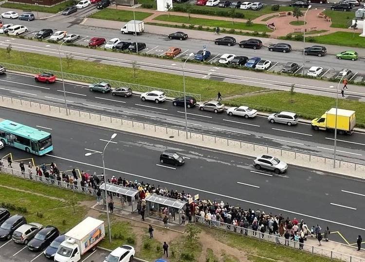 После жалоб на огромные очереди к остановке «Арцеуловская аллея» запустили дополнительные автобусы