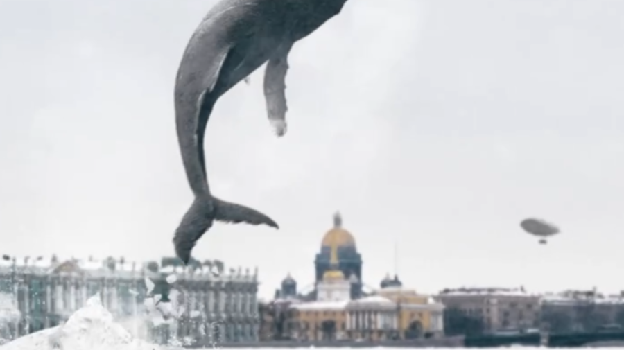 Художник Вадим Соловьёв показал мартовского кита в центре Петербурга