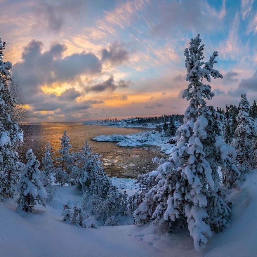 После сильных морозов в начале января Ладожское озеро покрылось льдом на 85%