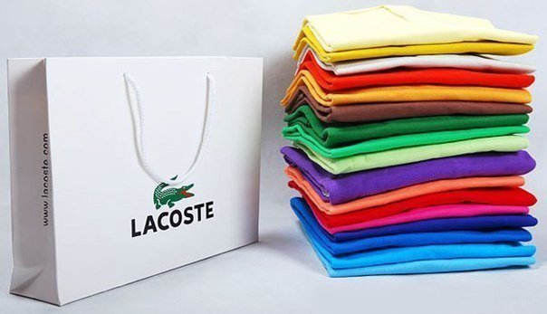 Летний маркет футболок поло LACOSTE