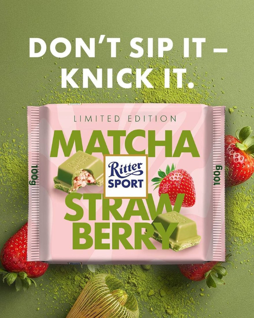 Ritter Sport «клубничная матча» появился в продаже. 