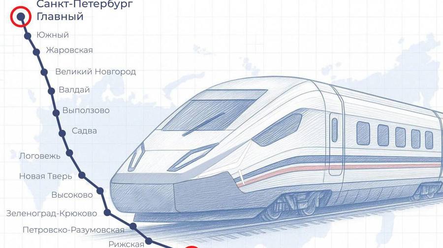 Информцентр ВСМ показал схему остановок по маршруту Москва — Питер