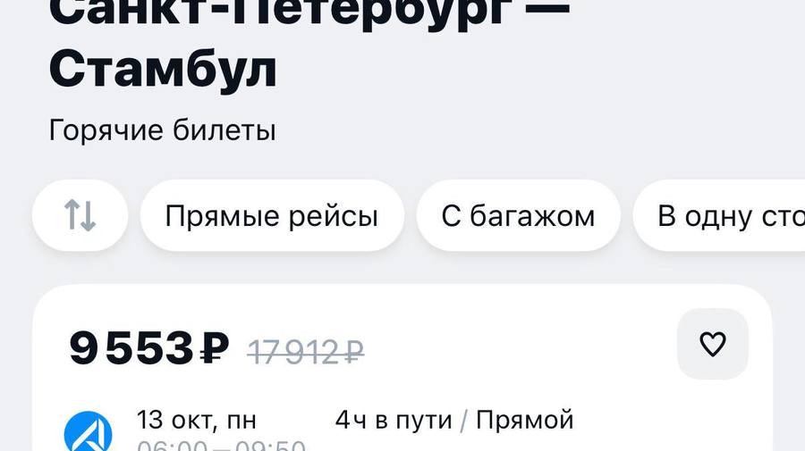 Улететь в Стамбул из Петербурга в этом месяце можно всего за 9,5 тысяч рублей.