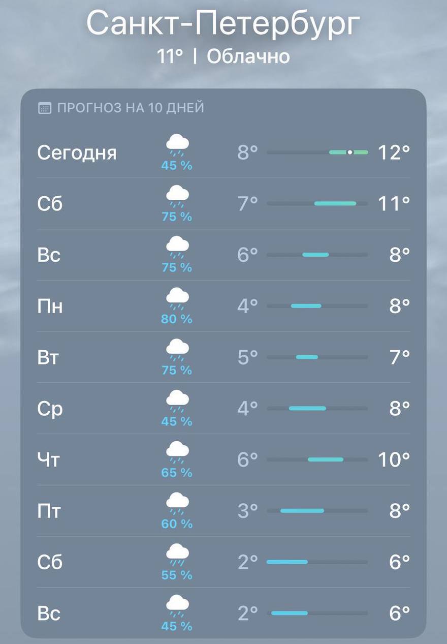 Дожди накроют Петербург на этих выходных, сообщили синоптики.