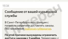 В Питере с 3 ноября мигрантам запретят работать в доставке еды.
