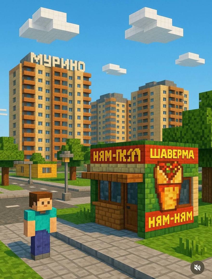 Мурино в стиле Minecraft: нейросеть представила пиксельную версию города.