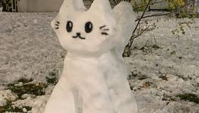 Огромного кота слепили из снега в Мурино
