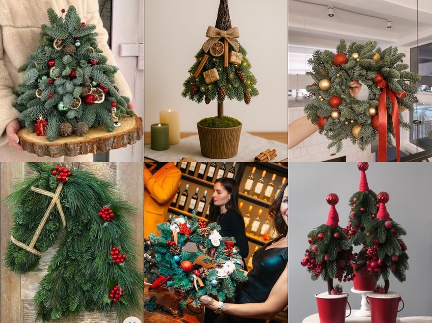 Новогодний венок или композиция в ресторане Маймун