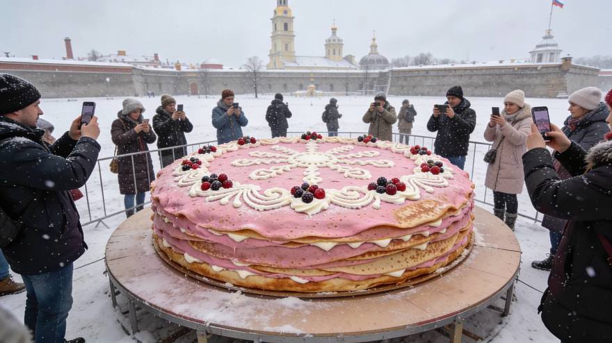 В Петропавловской крепости испекут гигантский розовый блин весом 700 килограммов