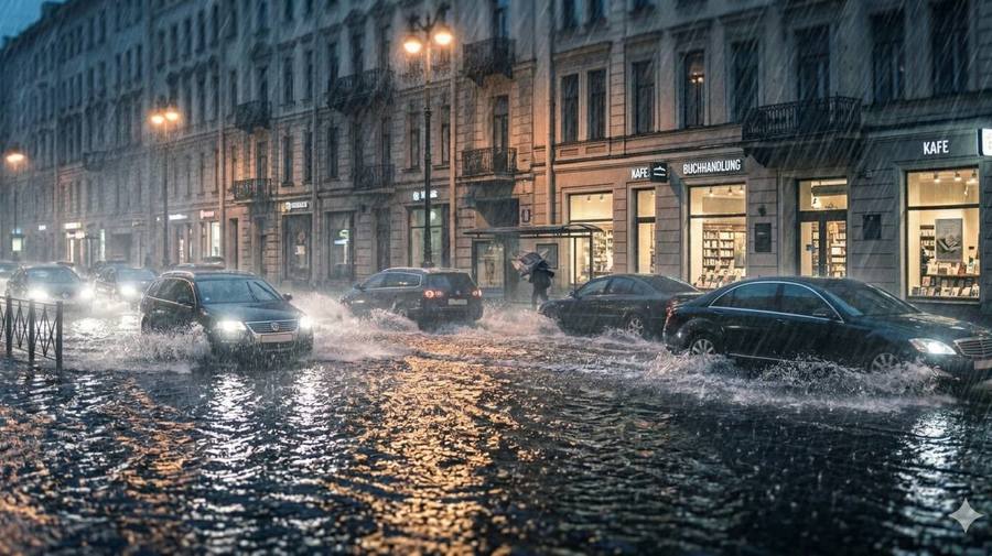 В Петербурге из-за ливней объявлен «жёлтый» уровень опасности