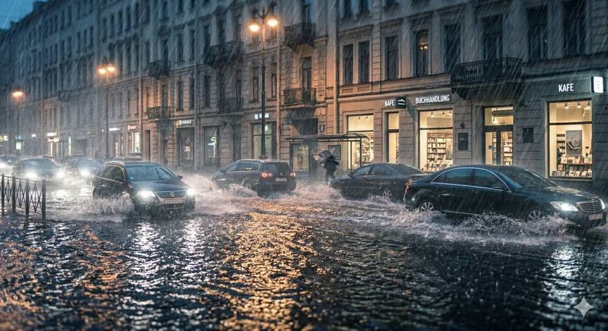 В Петербурге из-за ливней объявлен «жёлтый» уровень опасности