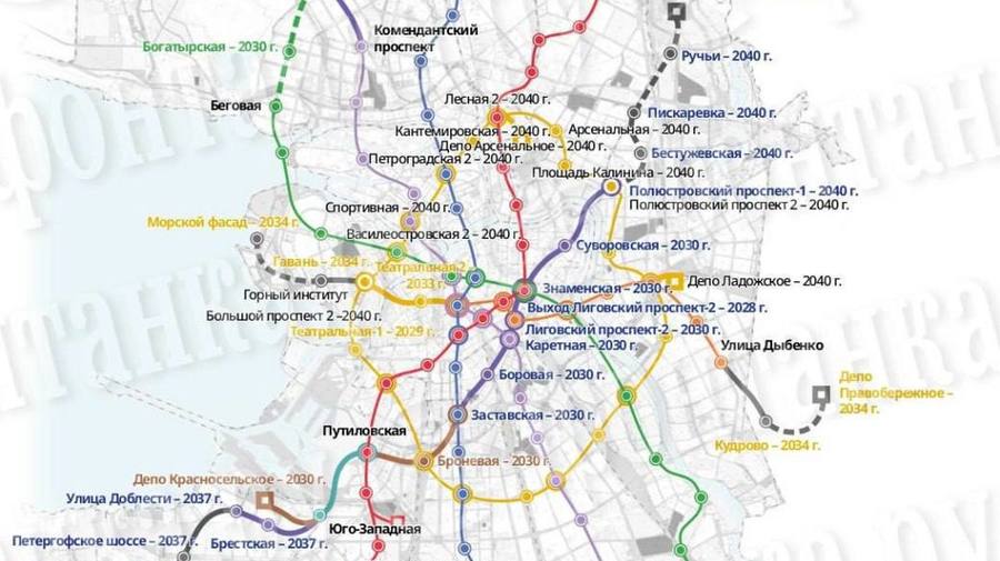 В Петербурге обещают замкнуть метро в кольцо к 2040 году
