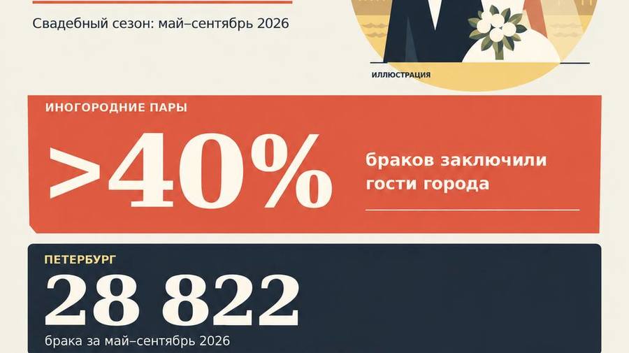 В Петербурге более 40% браков в свадебный сезон заключили иногородние пары