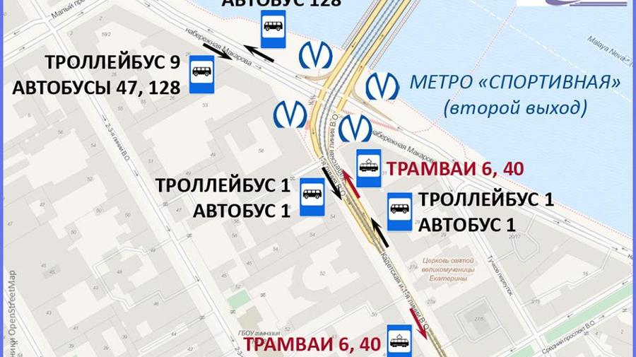 «Горэлектротранс» опубликовал схему новых остановок транспорта у «Спортивной-2»