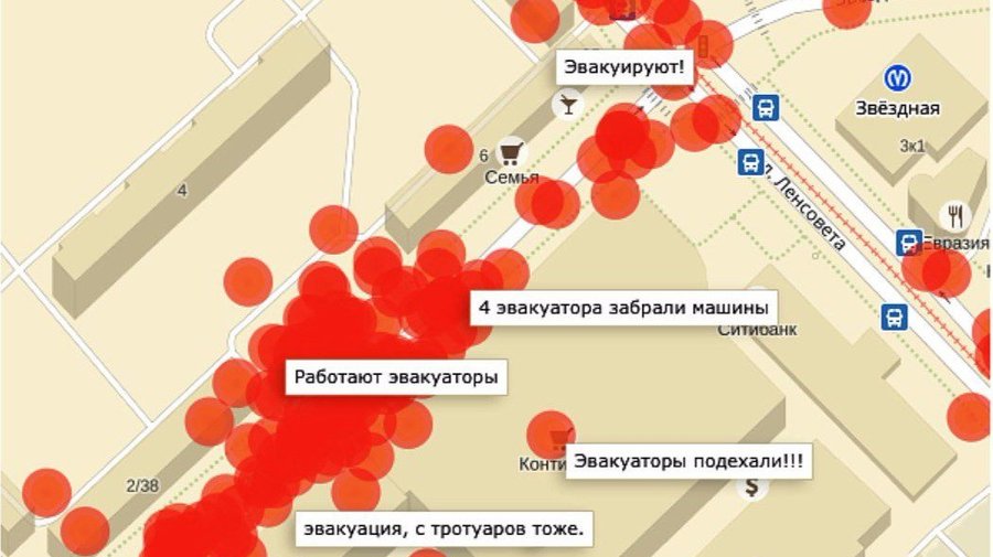Появилась карта мест, где чаще всего эвакуируют машины в Петербурге