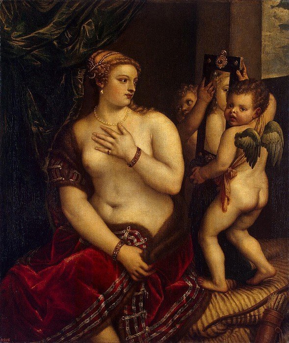 «Венера с двумя амурами перед зеркалом». Копия, 1560-е годы