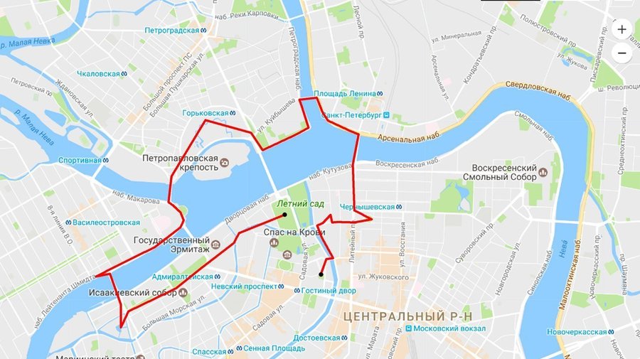 Марсово поле — Университетская набережная — Аврора — Манежная площадь 