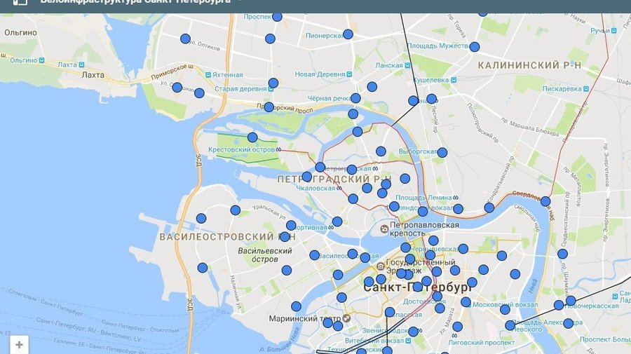 Интерактивная карта велодорожек Петербурга появилась в Сети