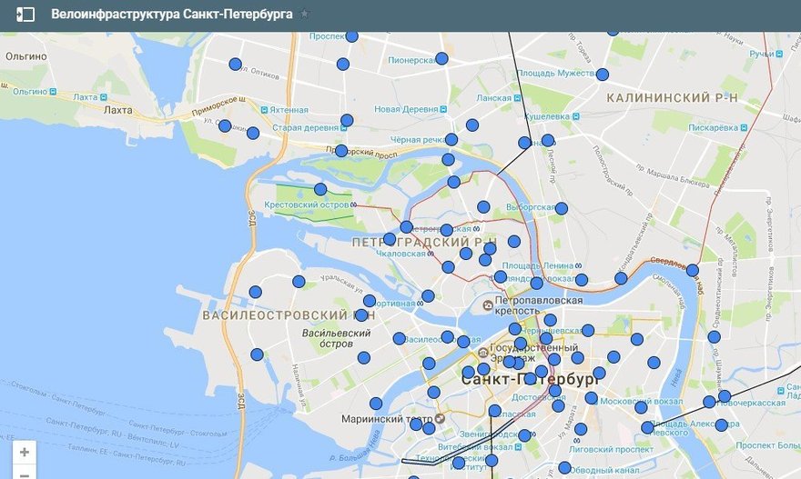 Интерактивная карта велодорожек Петербурга появилась в Сети