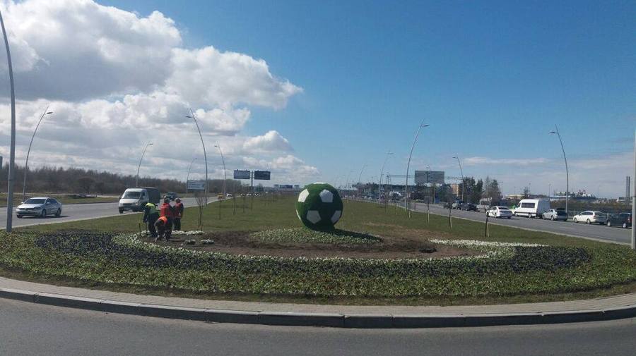 В Петербурге появились футбольные цветники